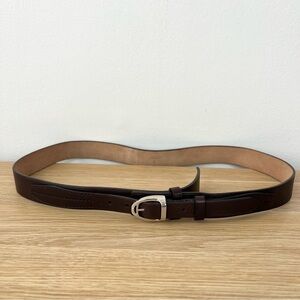 Celine Brown Leather Belt with Silver Hardware